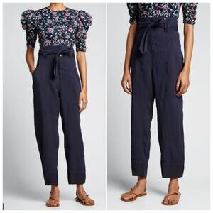 Isabel Marant Etoile Sineba Paperbag Belted Pants Navy 34/ XS (Fits like S)